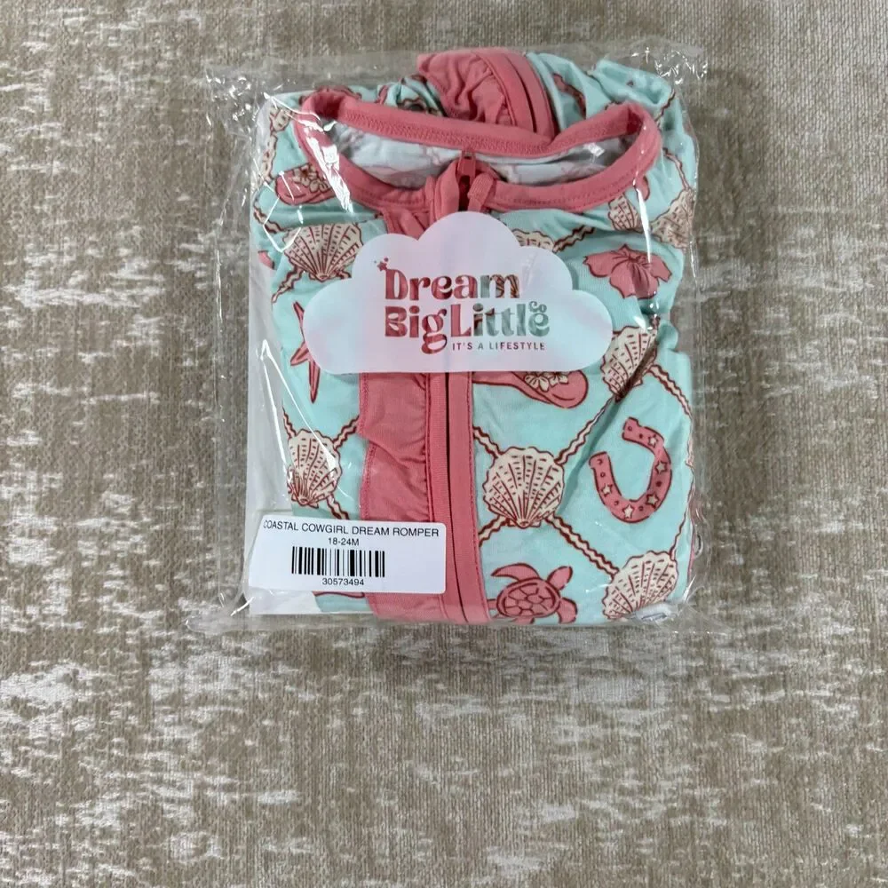 Dream Big Little Co. Coastal Cowgirl Ruffle Romper Pajama 18-24M NWOT